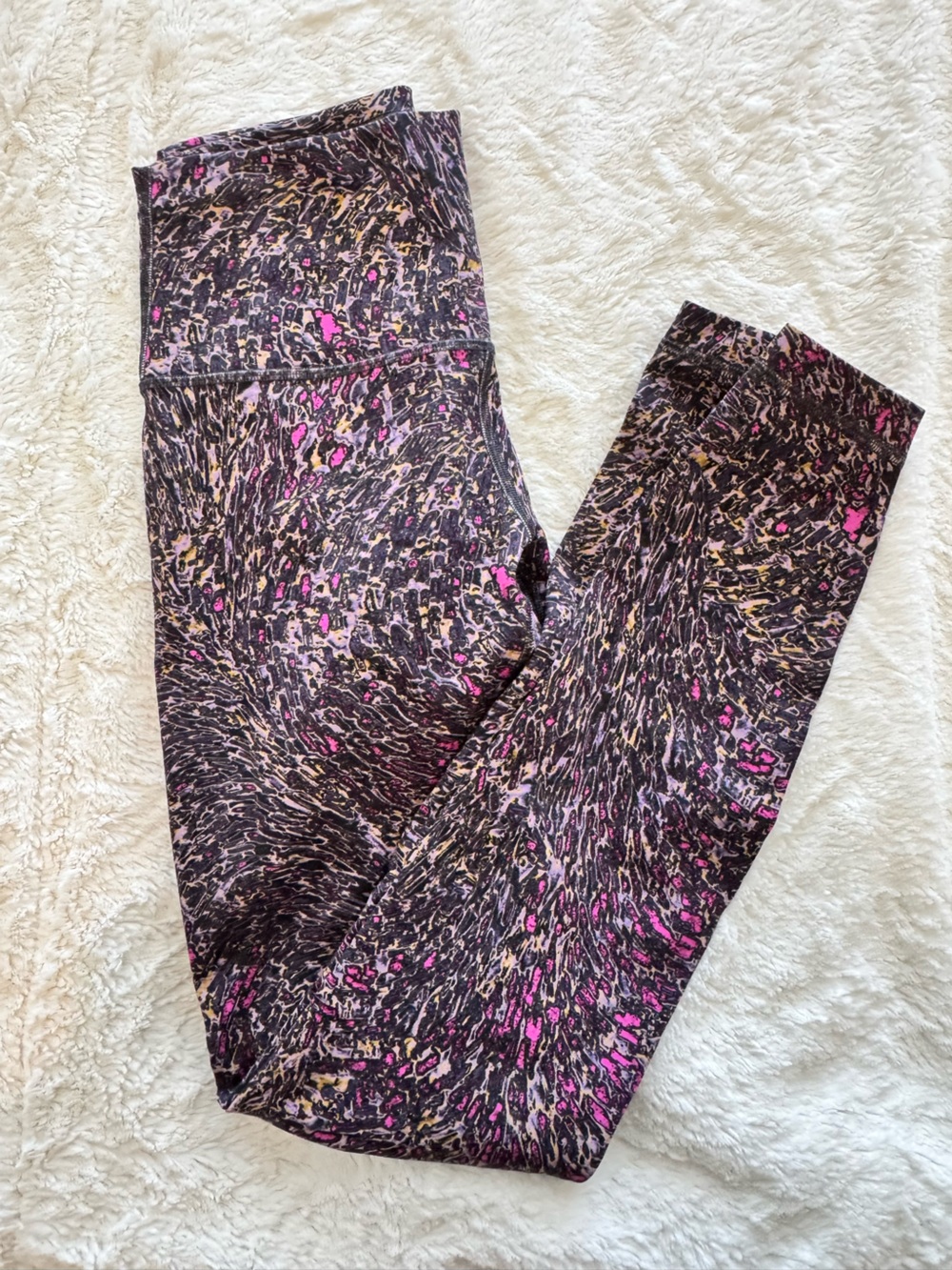 lululemon athletica Black with Pink & Tan Speckle Leggings